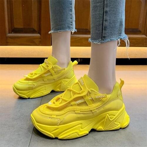 2021 Sport Sneakers Women Fashion Breathable Thick Sole Ladies Trainers Platform Vulcanized Shoes Women Chunky Sneakers Basket