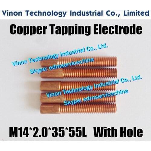 10pc/lot) M14x2.0x35x55mm Copper Orbital Tapping Electrode for EDM spark, copper threading electrode M14 without hole