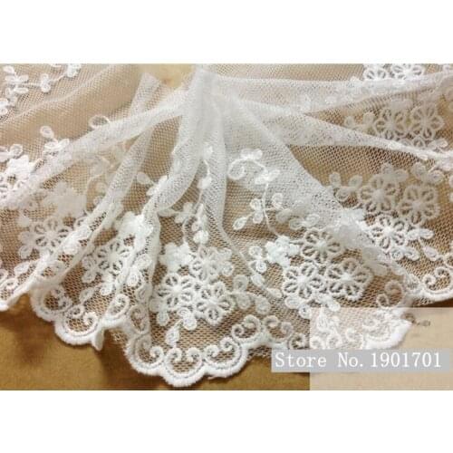 10yards/pack 11cm White/Black Cotton Mesh Lace Flower Embroidery Lace Cloth Accessary