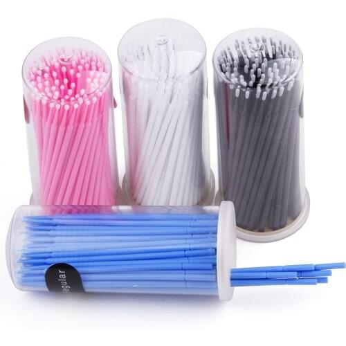 100Pcs/Box Micro Brushes Disposable Eyelashes Microbrush Applicator Cotton Swabs Eyebrow Sticks Eye Lash Removing Glue Cleaning