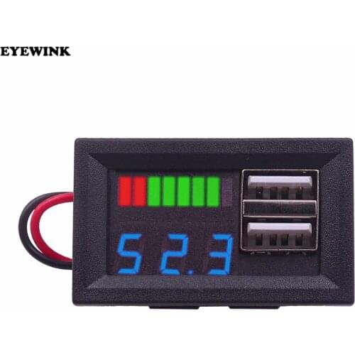 1S 2S 3S 4S 5S 7S 12V 24V 36V Battery Voltage Capacity Indicator Meter Dual USB Phone Charge Recognize Li-ion Lifepo4 Lead Acid