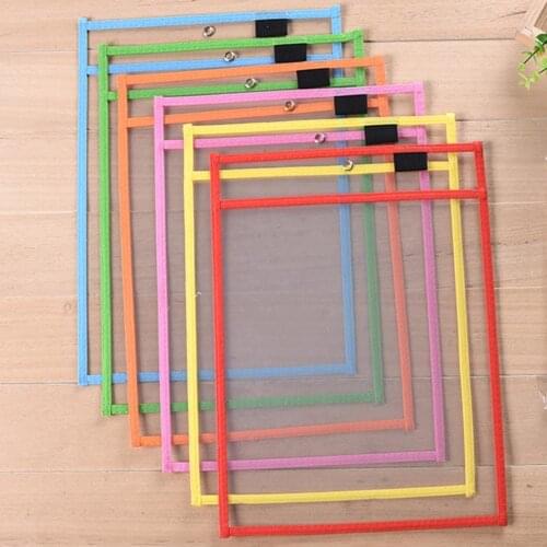 2Pcs Erasable Hanging PVC File Bags Transparent Document Storage Pouch Pockets