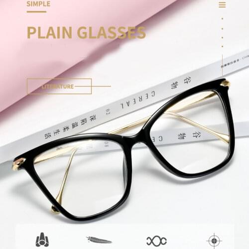 2021 Cat Eye Glasses Frames Women Metal Goggles Transparent Glsses Frame For Female Big Frame Eyeglasses Clear Lens Eye Glasses