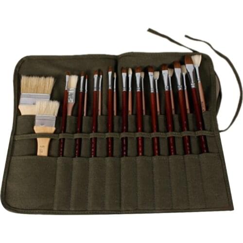 22 Slots/30 Slots Paint Brush Storage Pen Curtain Pencil Bag for Oil Watercolor Gouache Artist Roll Pouch Wrap Holder