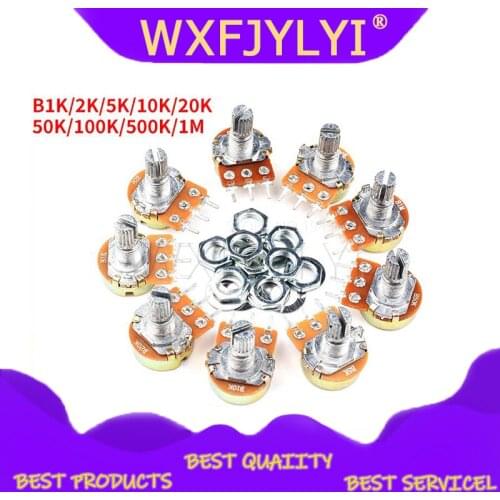 30pcs WH148 3pin 15mm B1K B2K B5K B10K B20K B50K B100K B250K B500K B1M Potentiometer 1K 2K 5K 10K 20K 50K 100K 250K 500K 1M