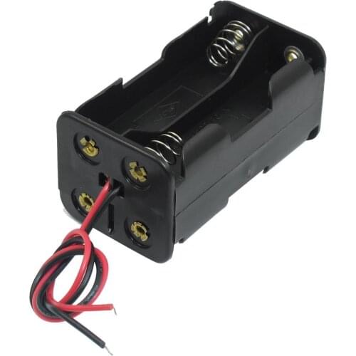 Wholesale5pcs*Black Tow Layers 4 x 1.5V AA Batteries Battery Holder Case Box w Wire Leads