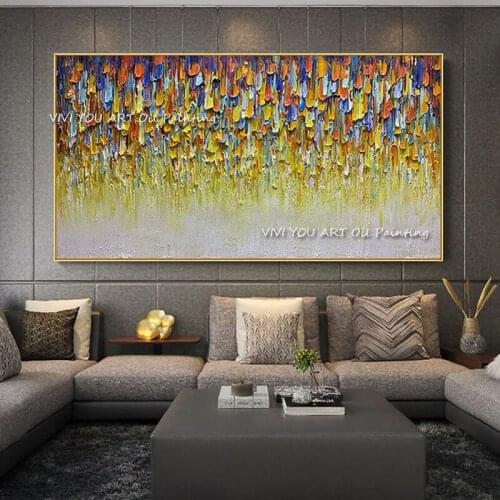 The Abstract Handmade Color Thick Oil Painting On Canvas Corridor Palette Wall Art for Home Living Room Decoration Color Flower