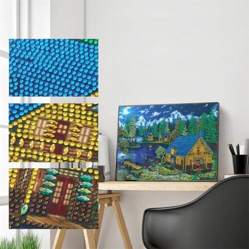 Special Shaped Diamond Painting DIY 5D Partial Diamond Embroidery Cross Stitch Country House Pattern Scenery Rhinestone Mosaic