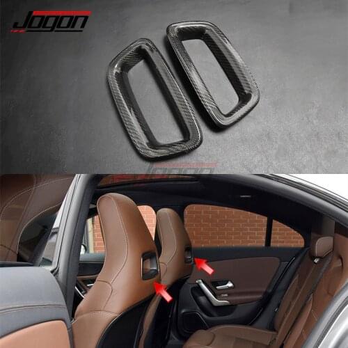 Rear Carbon Fiber Car Pillow Back Seat Headrest Hole Cover For Mercedes Benz A B CLA Class W177 V177 W247 C118 A35 A45 CLA45