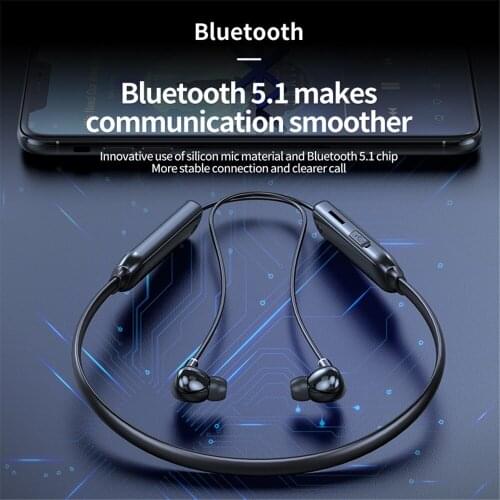 Bluetooth5.1 Magnetic Headphones 18 Hours Endurance 8D Stereo Subwoofer Hanging Neck Earphone support TF Card For iOS Andriod
