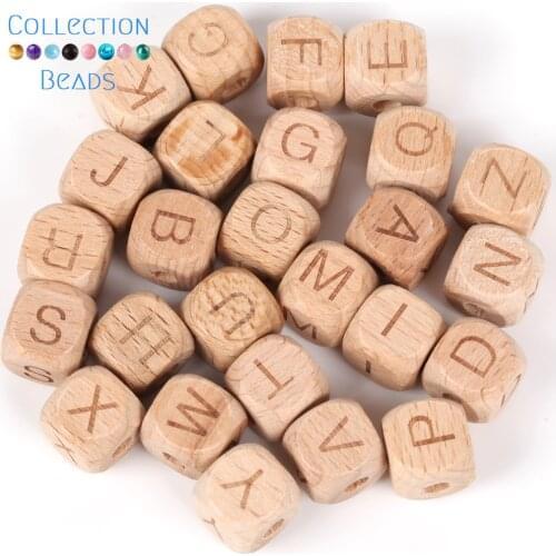 100Pcs Natural Beech Wooden Letter Alphabet Beads Loose Spacer Beads For DIY Bracelet Jewelry Making Handmade Accessories 12mm