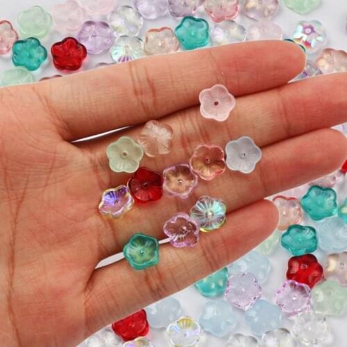 20pcs/lot Plum Flower Beads AB Color Czech Crystal Beads Spacer Glass Beads for Jewelry Making Necklaces Bracelet Diy Accessorie