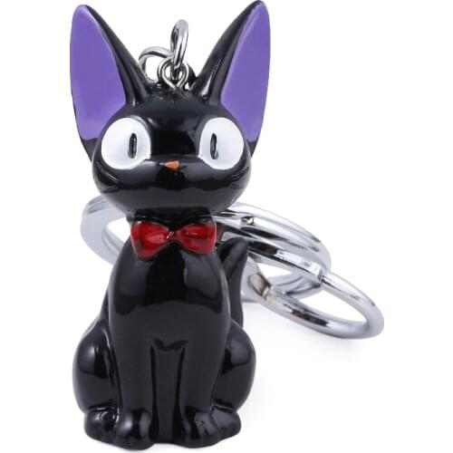 Kikis Delivery Service JiJi Cat Keychain Kiki Magic Broom Action Figure Toys Keychain Hayao Miyazaki Cartoon Jewelry