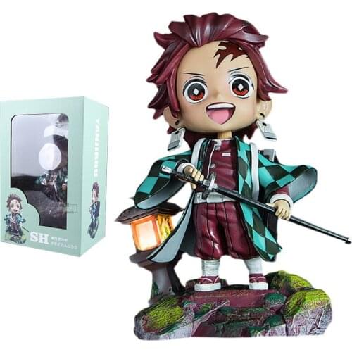 Demon Slayer Figure Q Version Kamado Tanjirou Anime Figure Illuminated Decoration Action Toy Figure Toys for Children Boy Gift