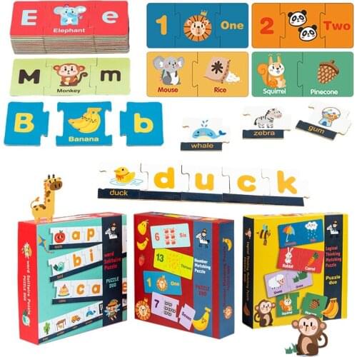 Kids Cognition Logical Thinking Puzzles Toys Set Digital Animal Vehicl Card Matching Game Early Learing Jigsaw Toy For Children