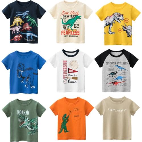 Children Boys Girls Summer T Shirt Baby Cotton Clothing Short Sleeves Dinosaur T-shirt Kids Cartoon Tops Tees 1 2 4 6 8 10 Years