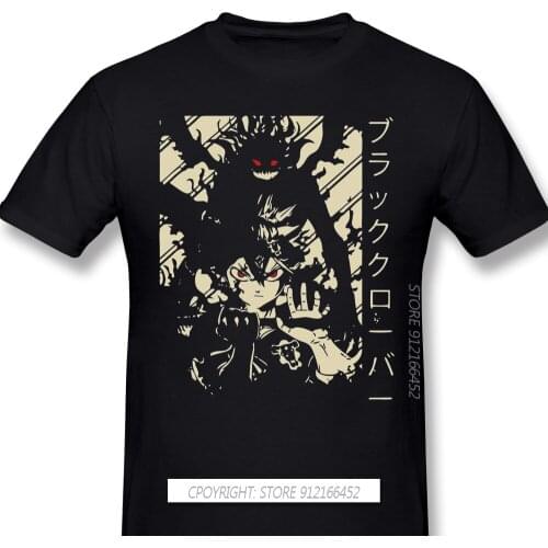 Black Clover Yuno Asta Fantasy Anime TShirts For Men Merch Funny O-Neck 100% Cotton T Shirt