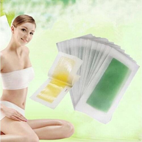 5Pcs Hair Removal Double Sided Cold Wax Strip Papers for Leg Body Face Waxing Nonwoven Depilatory Remover Randomly