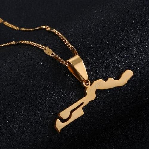 Country Gambia Map Flag Pendants Necklace Gold Color Gambian Jewelry