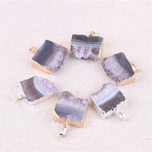 Pendants Fashion Jewelry Amethysts Accessory Purple Crystal Irregular Natural Stone Pendant DIY for Necklace Jewelry Making