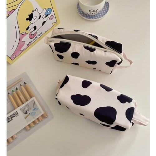 Cute Milk Cow Pencil Case Ins Style Pencil Bag Decoration Storage Bag Girl Kawaii Stationery School Supplies