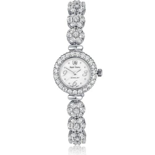 Fashion Women Full Crystals Jewelry Watches Luxury Rhinestone Bracelet Watch Waterproof Quartz Roman Wrist Watch Lotus