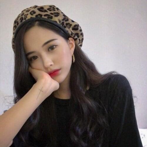 Fashion Leopard Beret Hat For Women Painter Cap Female Bonnet