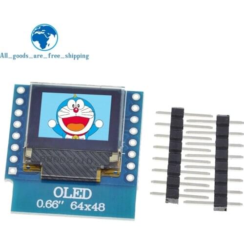 TZT 0.66 inch OLED Display Module for WEMOS D1 MINI ESP32 Module Arduino AVR STM32 64x48 0.66" LCD Screen IIC I2C OLED