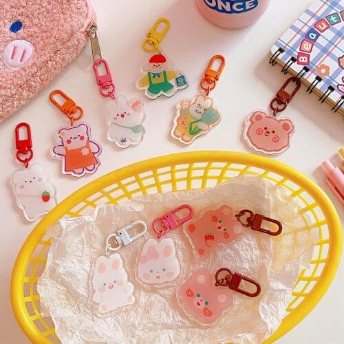 Cartoon Keychain Korean Cute Bear Anime Keychain Women Couple Bag Pendant Key chain Friends Gift Keychain Accessories