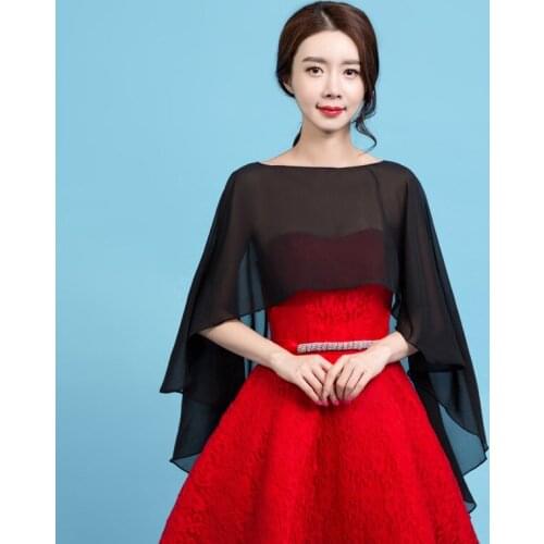 2020 New Summer Fashion Elegant Women Shawl Capes Lady Red Black Blue Chiffon Wraps Shawl Plus Size Women Tops