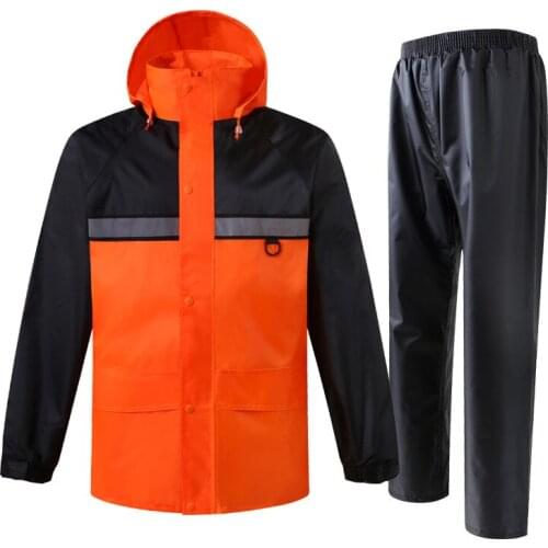 Oxford Fluorescent Adult Raincoat Walker Patchwork Outdoor Mens Long Style Hiking Traffic Environmental Rain Coat