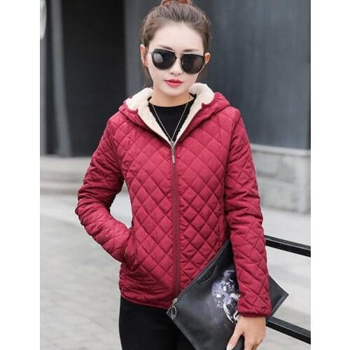 Autumn 2019 New Parkas Basic Jackets Women Winter Velvet Lamb Hooded Coats Cotton Winter Jacket Women Outerwear Coats
