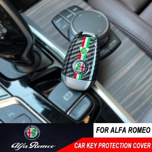 Carbon Fiber Car Remote Key Cover Buckle Is Suitable For Alfa Romeo Giulia Stelvio Car Key Cover