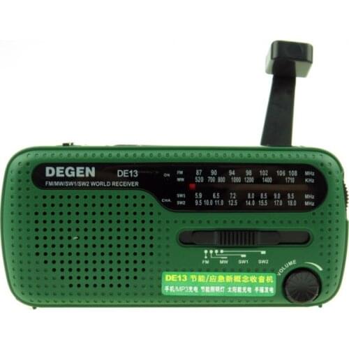 DEGEN DE13 Flashlight FM Sun Alarm Clock Radio Can Power Your Phone, Call For Help Suitable for Wild Adventures in an Emergency