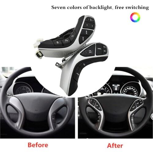 For Hyundai Elantra AT 12-17 Control Volume channel Phone Cruise Control Music Steering Switch7 colors backlight free switching
