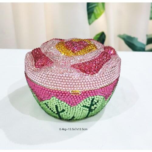 Luxury White/Yellow Multi-Colored Full Diamond Cake Shape Evening Bag High Quality CrystalLady Party Prom Purse Dinner Clutches