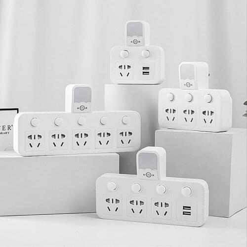 Night Light Wall Power Socket 1/2/3/4 Ways 5 Hole China Standard Outlets Sockets 2USB Individually Switches AU EU Plug 220V