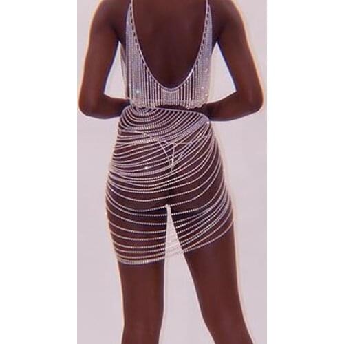 Sexy Gemstones Luxury Tassel Lingerie Set Crystal Bra Bikini for Women Luxury Thong Panties Halloween Nightclub Body Chain