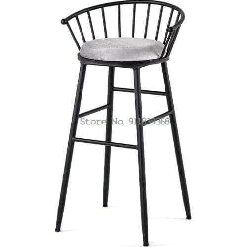 Modern High Stool Simple Iron Bar Chair Retro Table Chair Combination Bar Chair Light Luxury Back Industrial Style Bar Stool
