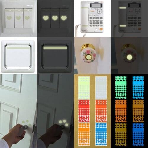 Luminous Strip Heart Circle Arrow Finger Sticker Glow in the Dark Wall Decor Decals Door Telephone Switch DIY Decoration Sticker