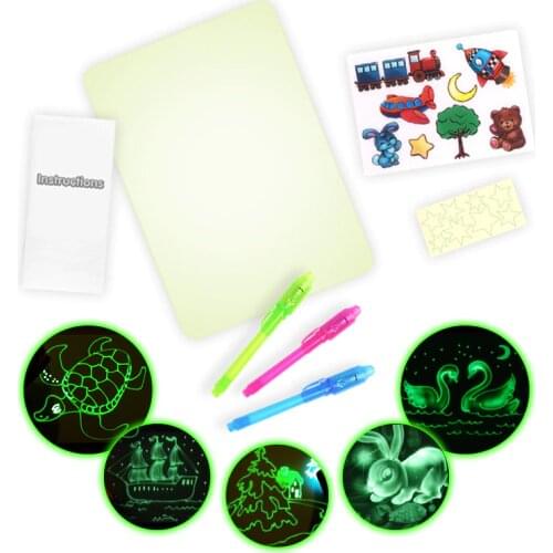 A3 LED Luminous Draw Light With Night Noctilucent In Dark Children Toys Magic Educational Fluorescent Pen Drawing Board Set Kids