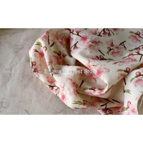 High-quality pastoral digital printing peach blossom fabric, hand-made DIY mouth gold bag clothing fabric 90cmx150cm