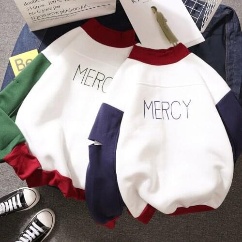 Womens New Plus Velvet Turtleneck Pullover Sweatshirt Printed Letters Student Wild Thick Casual Pullover Sweatshirt Female