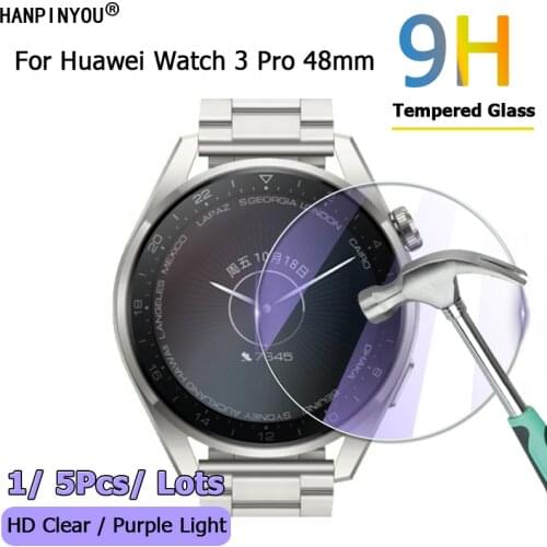 For Huawei Watch 3 Pro 48mm Smart Watch HD Clear / Anti Purple Light 2.5D Toughened Tempered Glass Film Screen Protector Guard
