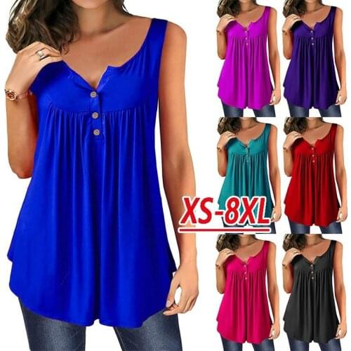 Womens Summer Loose Tank Top Sleeveless T Shirt Fashion Casual Plus Size Vest Solid Color Tops Cotton Tank Tops Women Clothes