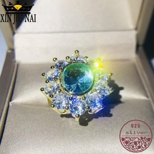 2019 New Blue Zircon Luxury Womens Blue Crystal Ring Fashion Jincai Wedding Party Sapphire Ring Jewelry diamond rings for women