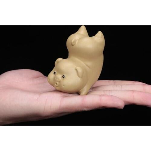 1PCS Ceramic Tea pet Ornaments Small pig Statue animal Figurine Boutique Home Tea decoration Accessories Purple Ceramic Crafts