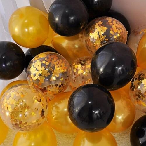11pcs Mixed Gold Confetti Balloons 18 inch Star Heart Foil Balloon Birthday Party Black Gold Latex Balloon Wedding Decor