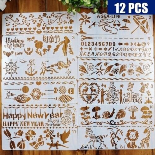 12 pieces of 20x5.8cm mothers day DIY layer painting stencil scrapbooking embossed album decoration paper card template Mould