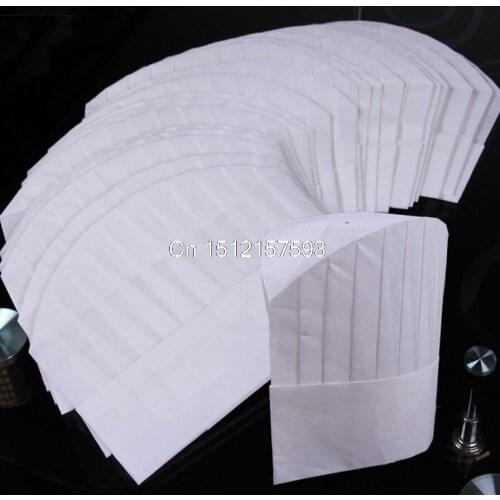 20Pcs ( 2 Dozen ) Professional Disposable White Paper Chef Hats